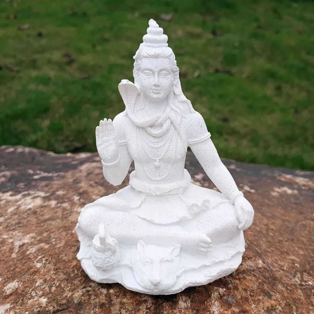 Vilead 13cm Sandstone Shiva Statue Yoga Figurine Ornament Zen Meditation Buddha Decor India Religion Feng Shui Craft Home Living
