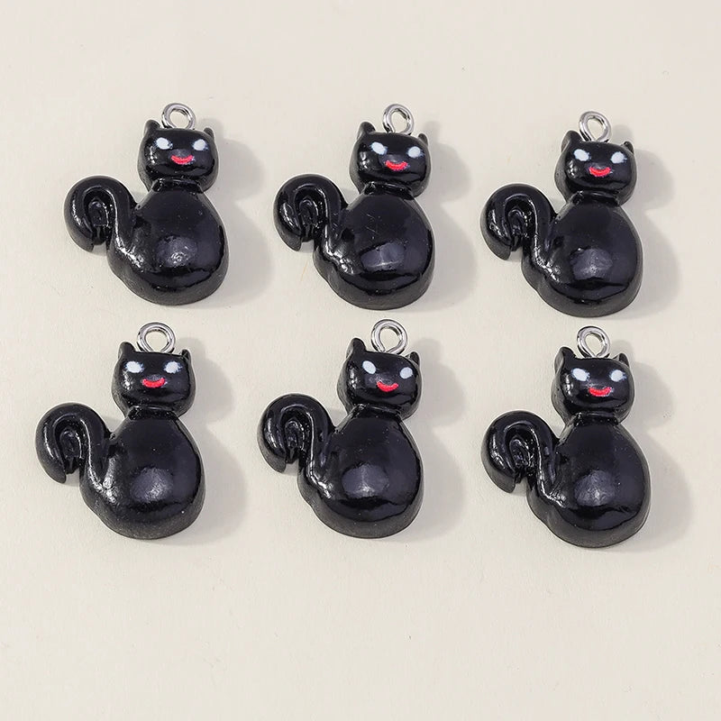 Leslie 10Pcs New Resin Halloween Charms Kawaii Cat Spider Castle Ghost Pumpkin Charms Pendants Decor DIY Earring Jewelry Making