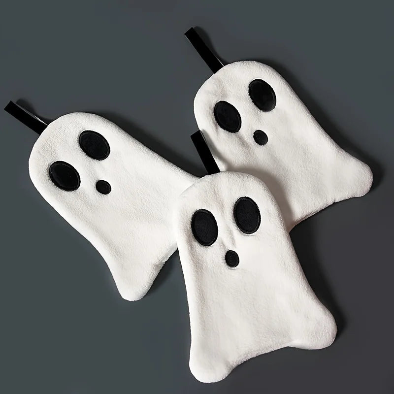 1PC Soft Ghost Hand Towel: Perfect for Halloween Decor - 8.6" X 7.9" - Coral Fleece Material - High Absorbency