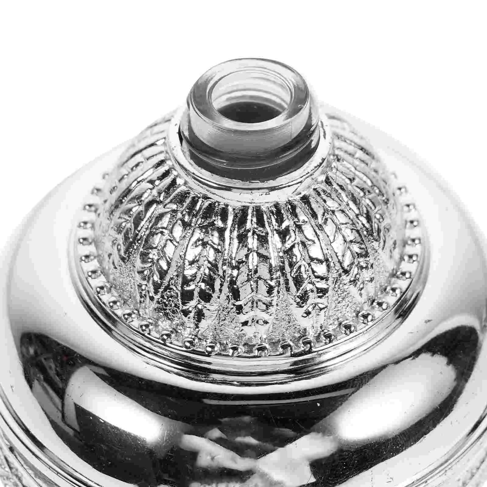 Electroplated Holy Water Bottle Decorative Glass Zinc Alloy Empty Container For Vases Home Decor Catholic Oil Container