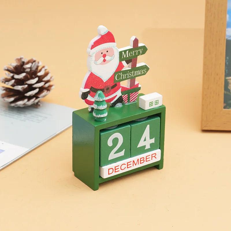 Christmas Gifts Wooden Calendar Tabletop Ornaments Santa Claus Christmas Tree Decorations Home Decoration Accessories