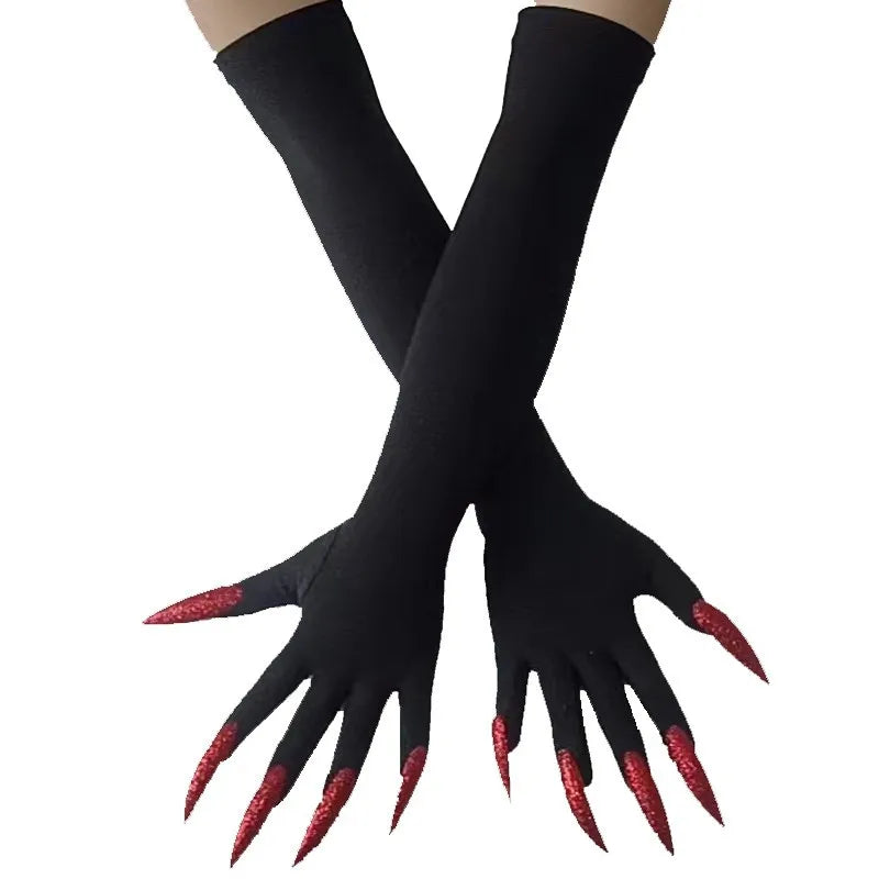 Cool Halloween gloves long ghost claw dress up gloves fashionable red long nails Cosplay Halloween funny gloves A529
