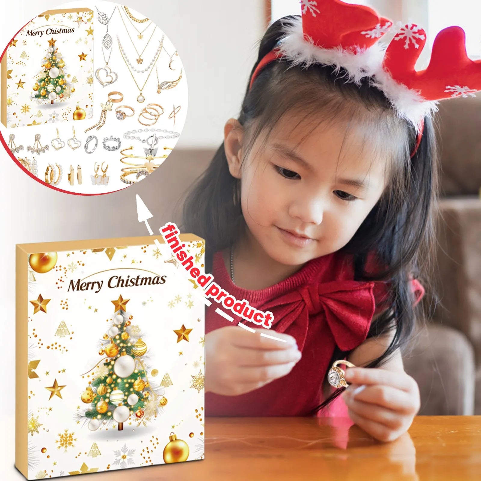 Christmas Countdown Calendar 24 Days Christmas Countdown Advent Calendar Necklace Bracelet Earrings Christmas Gifts