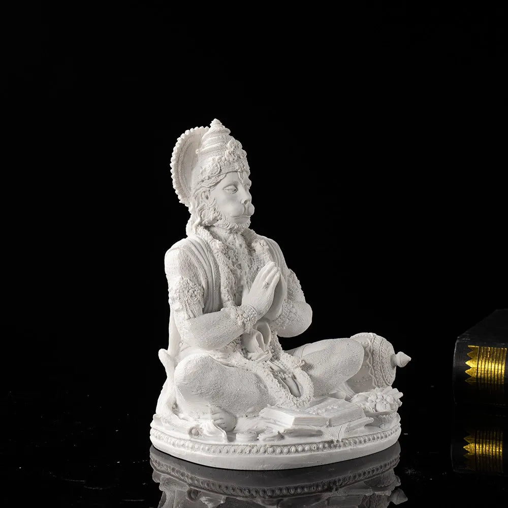 Vilead Sandstone White Hanuman Statue Hindu Monkey God Sculpture Yoga Meditation Decoration Buddha Ganesha Vishnu India FengShui