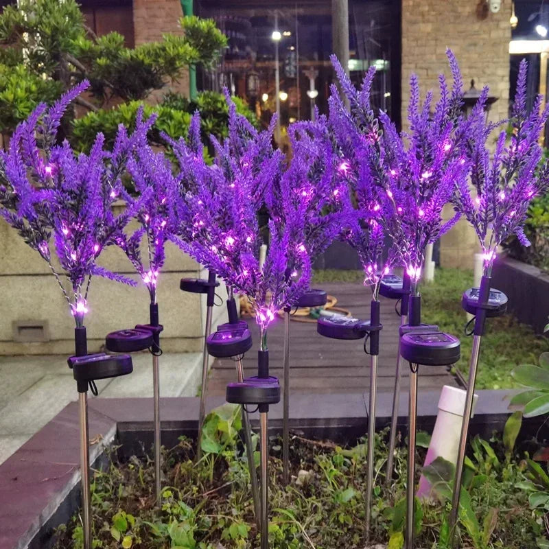 2025 New Purple Lavender Flower Solar Garden Lights Outdoor Decorative Lawn Lamp for Patio Yard Decor