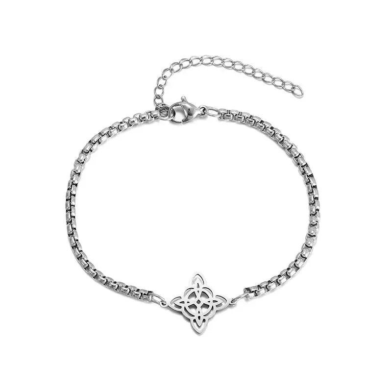 Stainless Steel Hindu Lotus Mandala Open Bracelet Women Fashion Cuff Bangle Casual Sports Yoga Jewelry