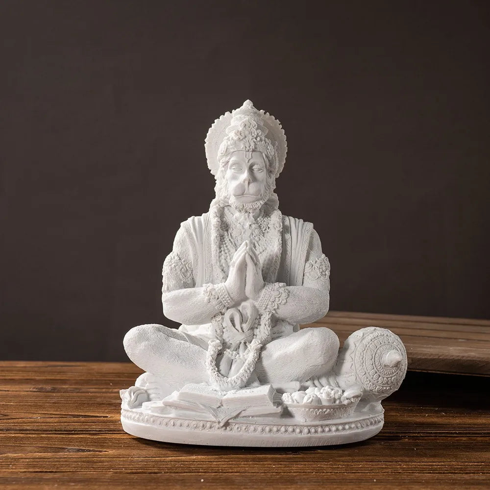 Vilead Sandstone White Hanuman Statue Hindu Monkey God Sculpture Yoga Meditation Decoration Buddha Ganesha Vishnu India FengShui