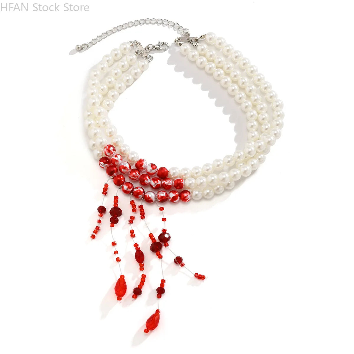Necklace Dripping Blood Imitation Pearls Womens Necklace Halloween Choker Gothic Style Pearls Creative Tassel Choker Necklace