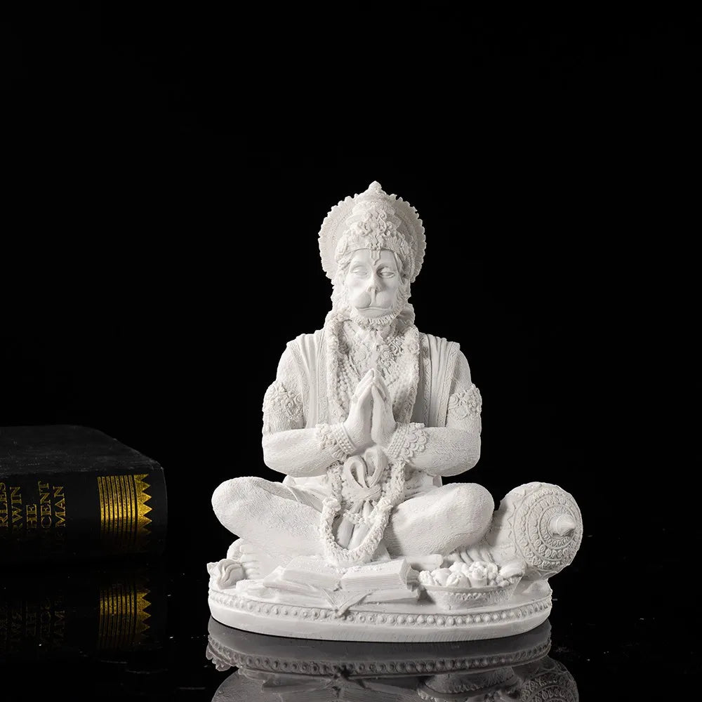 Vilead Sandstone White Hanuman Statue Hindu Monkey God Sculpture Yoga Meditation Decoration Buddha Ganesha Vishnu India FengShui
