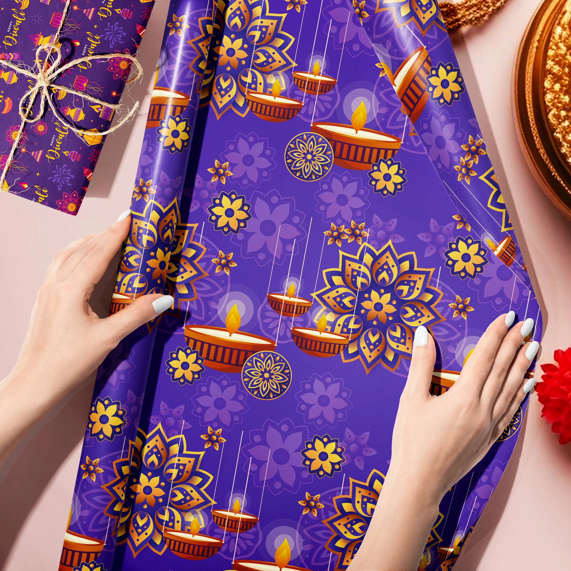 12pcs Diwali Festival Wrapping Material Paper Baby Shower Party Gifts Decorative Packing Craft Papers