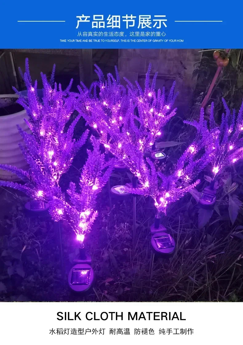 2025 New Purple Lavender Flower Solar Garden Lights Outdoor Decorative Lawn Lamp for Patio Yard Decor