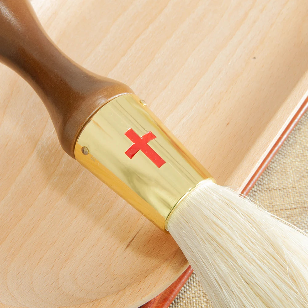 Orthodox Holy Water Brush - 15.4" Zinc Alloy Golden Ornate Design with Gem Accents, Perfect for Baptism, Weddings