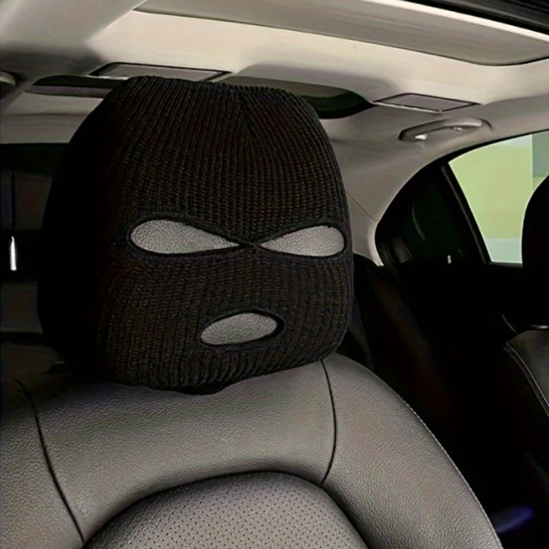 3 Hole Balaclava Full Cover Car Seat Headrest Universal Halloween Christmas Funny Car Decoration
