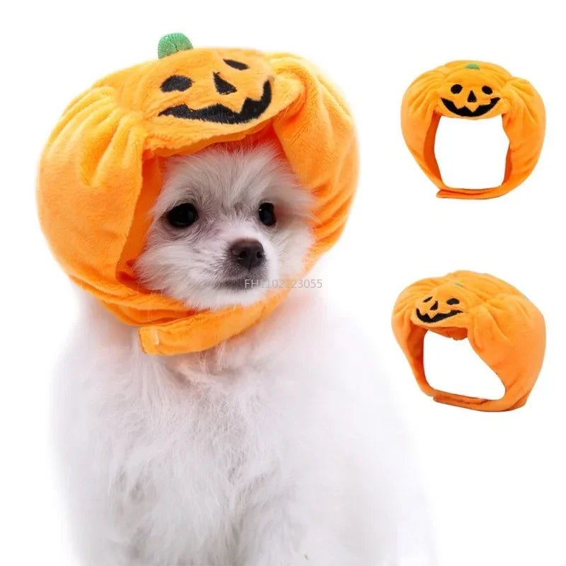 Cute Pet Pumpkin Hat Halloween Pet Dog Cat Hat Dress Up Headdress Small Dog Cat Cosplay Costume Funny Party Pet Decorative Hat