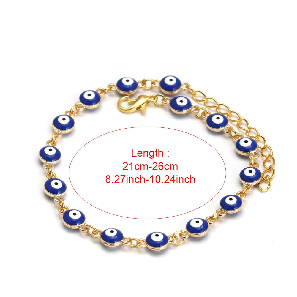 EVIL EYE Adjustable Alloy Foot Chain Women Anklet Drop Oil Turkish Evil Eye Anklet tobilleras mujer תכשיטים chaine de cheville