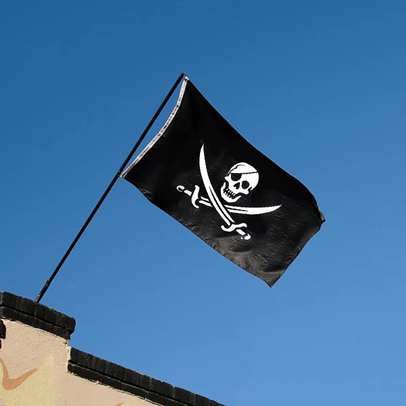 Halloween Pirate Cosplay Party Set Pirate Eye Patches Pirate Flag Skull Print Pirate Captain Costume Cap for Halloween Kids Gift