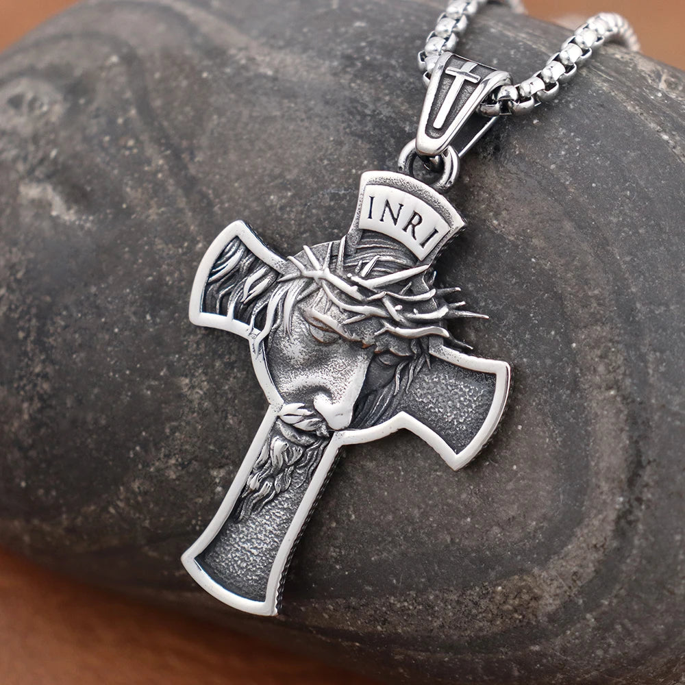 Retro Christian Jesus Cross Trend Classic Pendant Women 316L Stainless Steel Men's Crisscross Necklaces Jewelry Gifts Wholesale