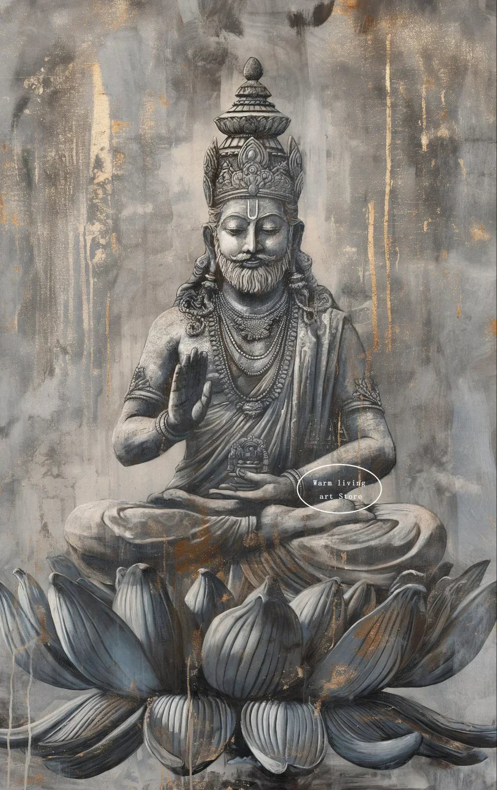 Lakshmi Krishna Buddha Shiva Ganesha Hindu Deity Canvas Wall Art  Spiritual Home Decor Posters  Prints