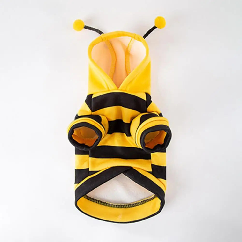 Pet Bee Costume Hood Dog Halloween Clothes Winter Warm Pet Hoodies Cat Holiday Cosplay Outfit For Small Medium Dogs Cats