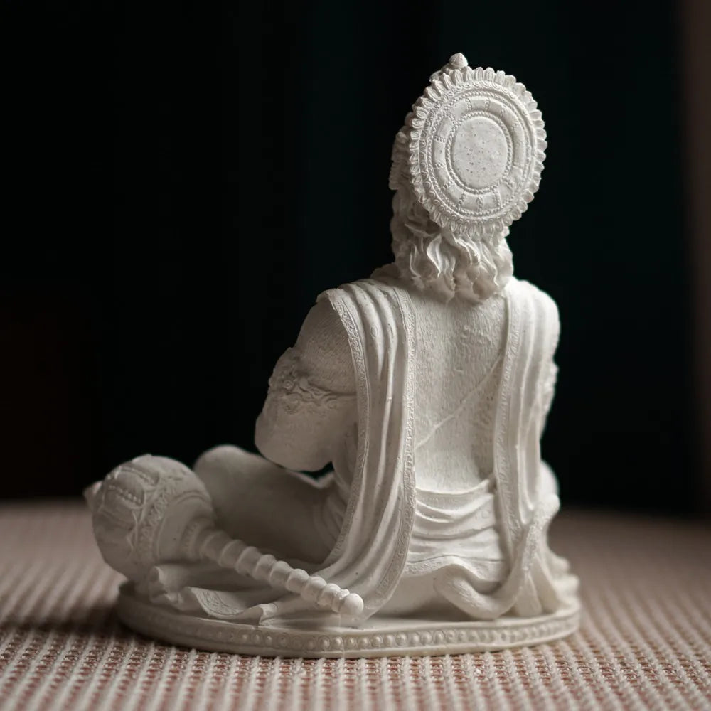 Vilead Sandstone White Hanuman Statue Hindu Monkey God Sculpture Yoga Meditation Decoration Buddha Ganesha Vishnu India FengShui