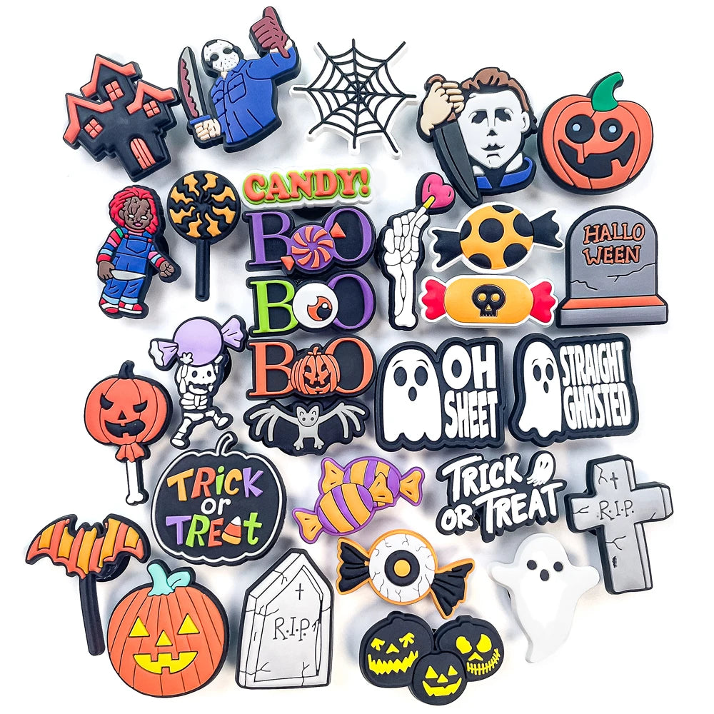 1pcs PVC Halloween Witches Shoe Charms for Women Men Girls Kids,Pumpkins Trick Or Treat Shoe Decorations Pins,Clog Buckles Gifts