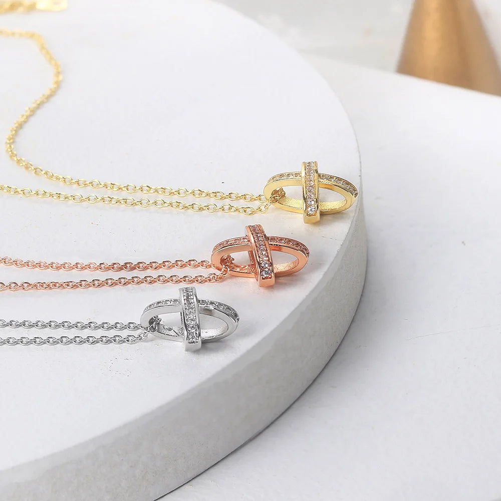 X Cross Pendants Necklace for Women Aesthetic Crosses Rose Gold Color Choker Chain on Neck Collar Necklace Fashion Jewelry N205