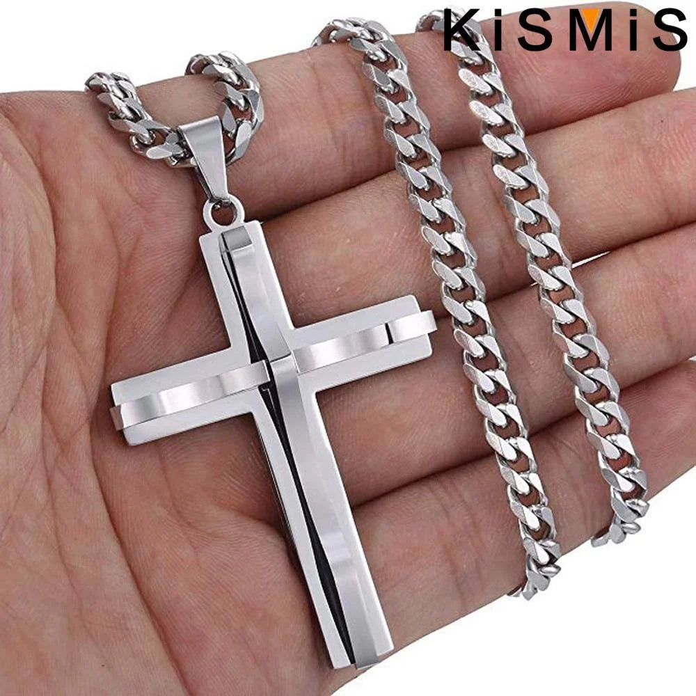 Men's Cross Pendant Necklace Fashion Hip-hop Jewelry Accessories Stylish Design Unique Gift for Him