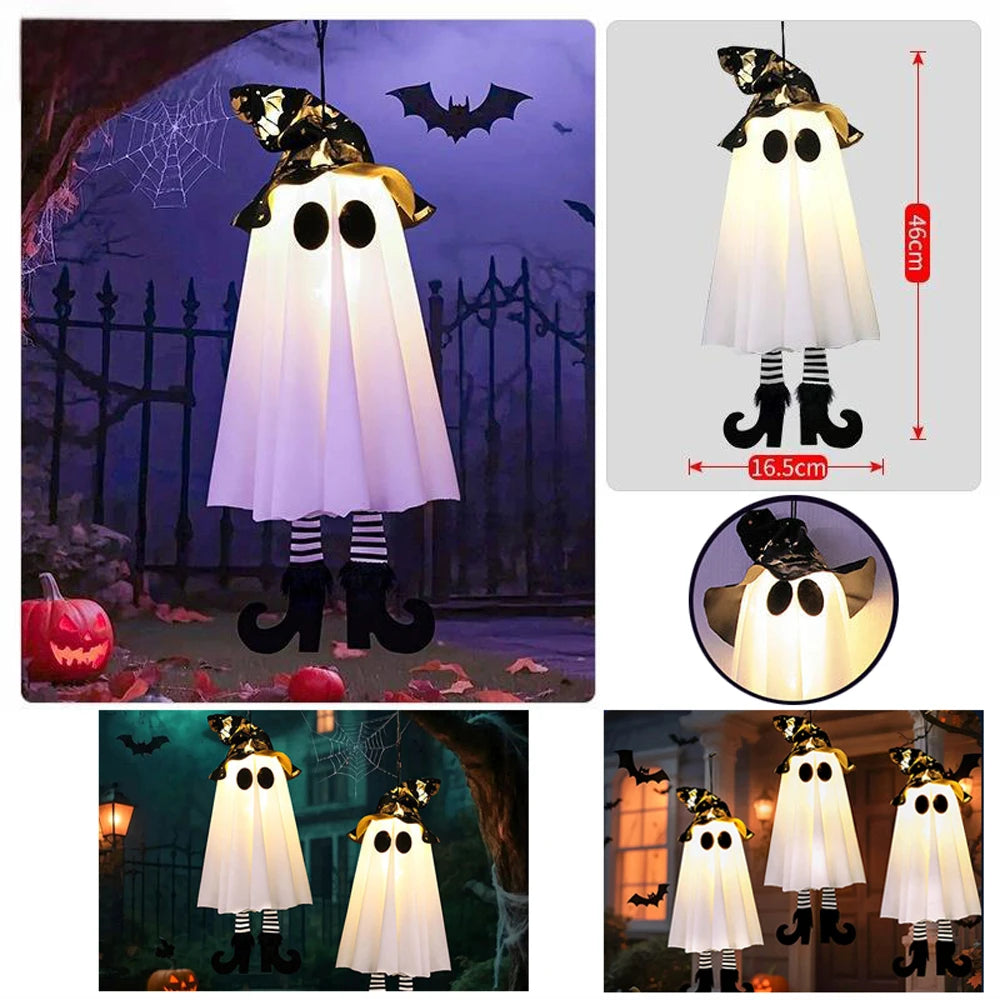 Halloween Decor Hanging Ghosts With Lights 1/2/3pcs LED Glowing Ghosts Festival Home House DIY Decoration Supplies Outdoor Setup