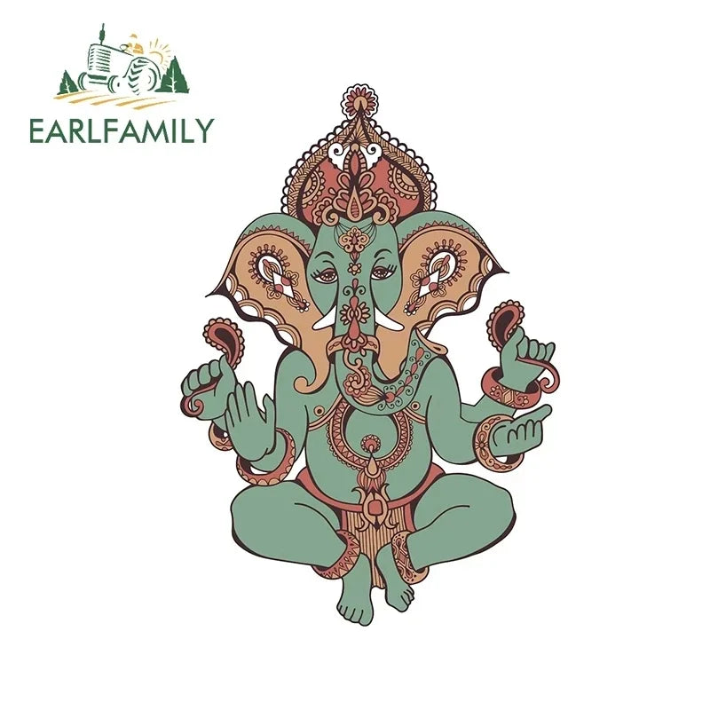 EARLFAMILY 13cm  for Ganesha Car Stickers Waterproof Sunscreen Suitcase Vinyl Material Motorcycle Helmet Fine Decal for Vehicle