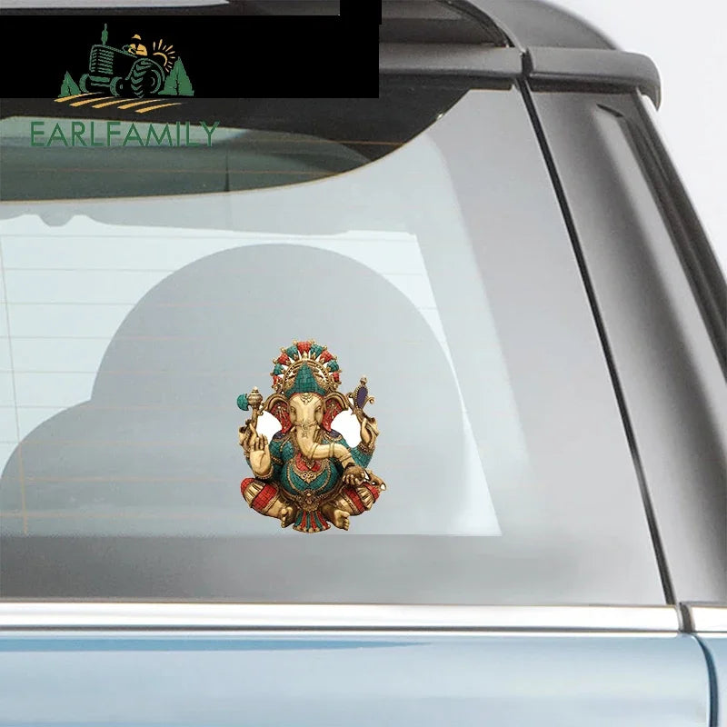 EARLFAMILY 13cm  for Ganesha Car Stickers Waterproof Sunscreen Suitcase Vinyl Material Motorcycle Helmet Fine Decal for Vehicle