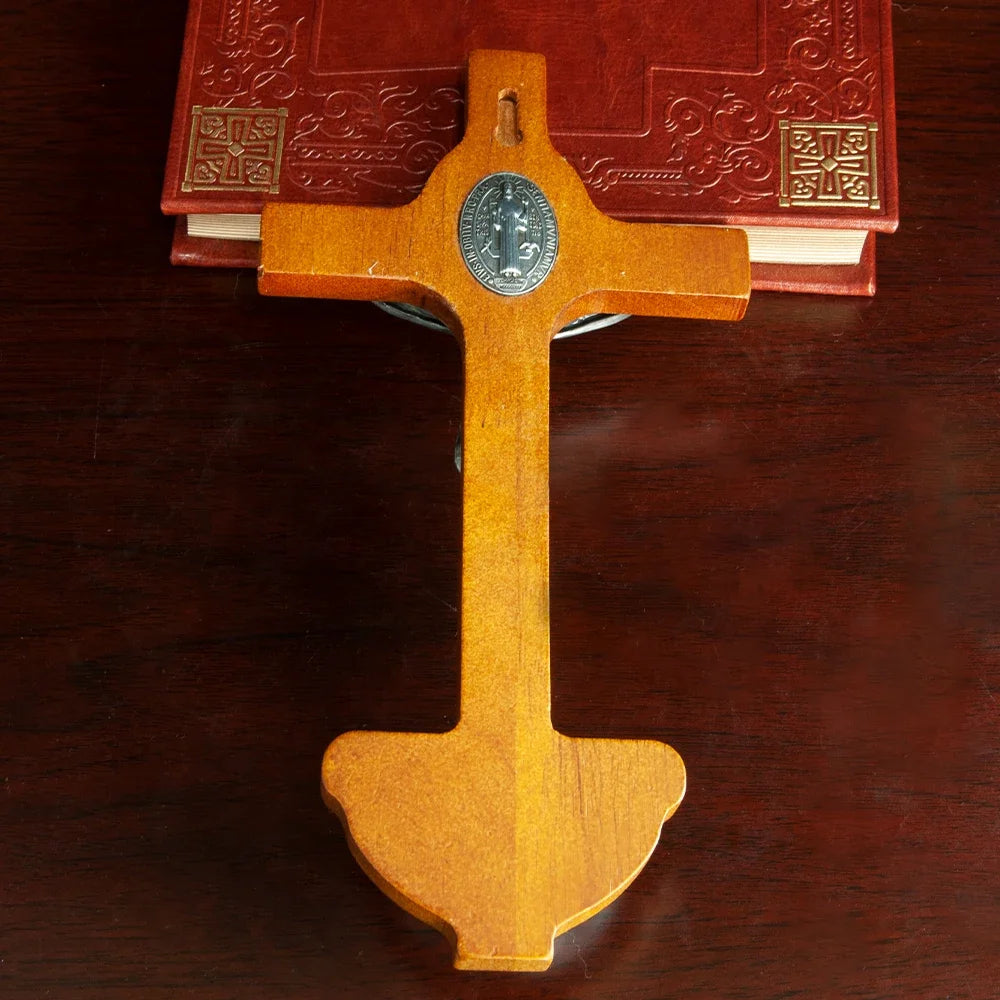 HTISOK Catholic Cross with Holy Water Wooden Wall Cross for Church and Home Decor Православный крест