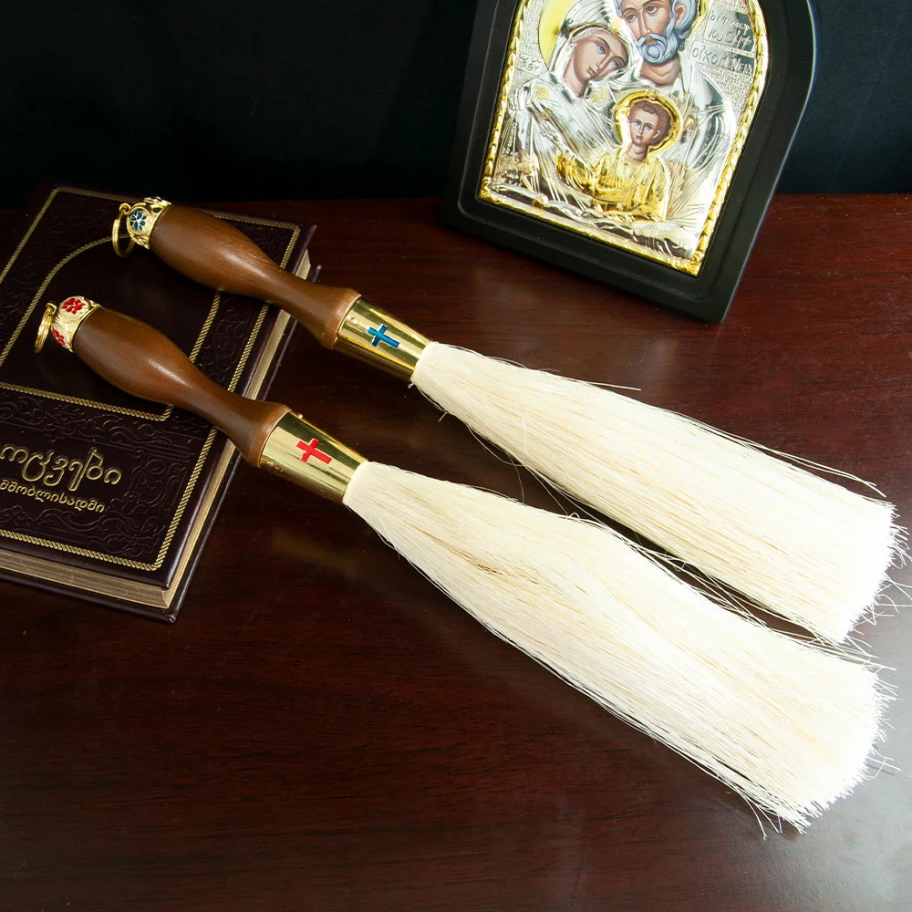 HTISOK Holy Water Brush Religious Mass Ritual Supplies Church Sprinkler with Artificial Wool Church Ornament