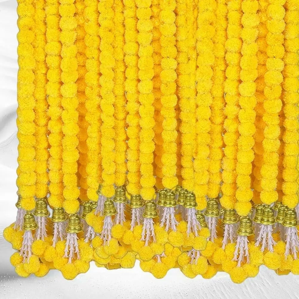 5-100PCS Marigold Flower Garlands for Decoration Artificial Flowers Diwali Indian Décor Pooja Day of The Dead Mexican Party