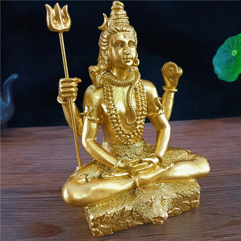 Golden Shiva Statue Hindu Ganesha Vishnu Buddha Figurine Sculpture Room Office Home Decoration India God Feng Shui Crafts