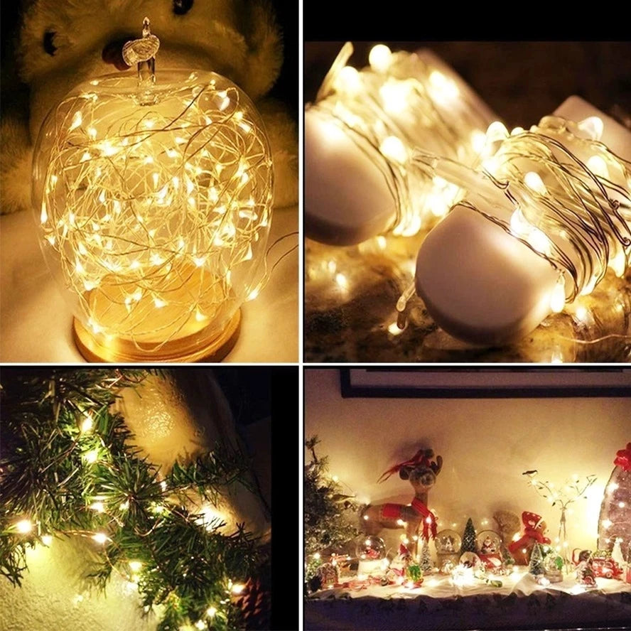5/10/20M USB LED String Lights Copper Silver Wire Garland Light Waterproof Fairy Lights For Christmas Wedding Party Decoration