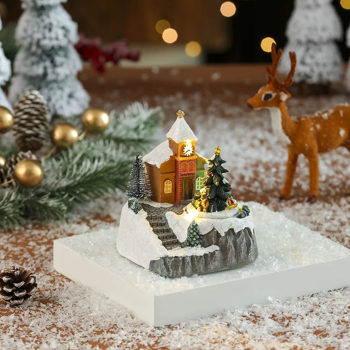 New Christmas decorations electric music, illuminated houses, LED lights, snow houses, Christmas ornaments gifts