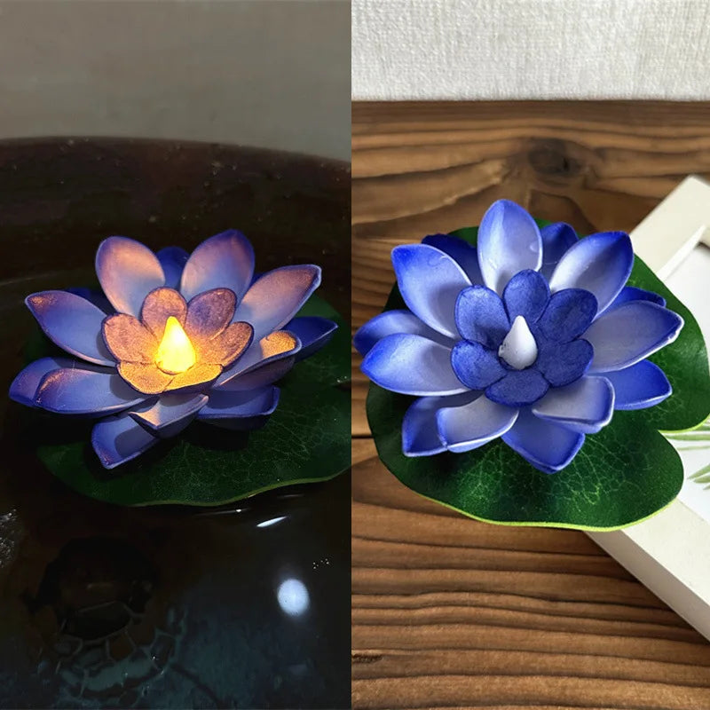 15/10CM Diwali Floating Induction Lotus Lamp Garden Led Pink Battery Powered Lights Outdoor Waterproof Landscape For Night Light