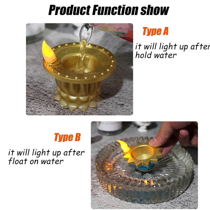 LED Candle Lamp Diwali Simulation Deepavali Decorative Candle Small Floating Decoration Oil Lamp Floating On Water LED Tea Light