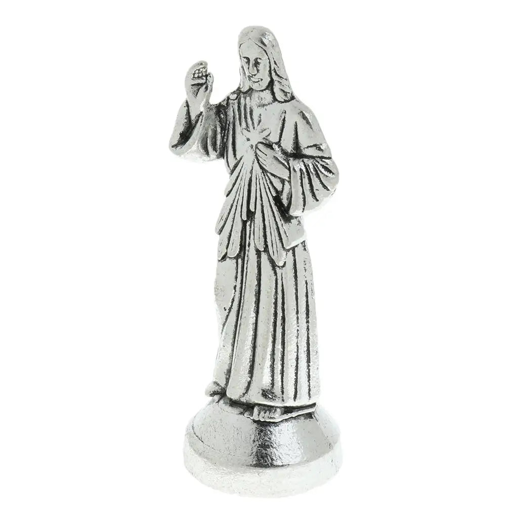 Holy Religious Statue Jesus Alloy Figurine Divine Mercy Ornaments Mini Jesus Figure Holy Religious Figurine Jesus Figurine
