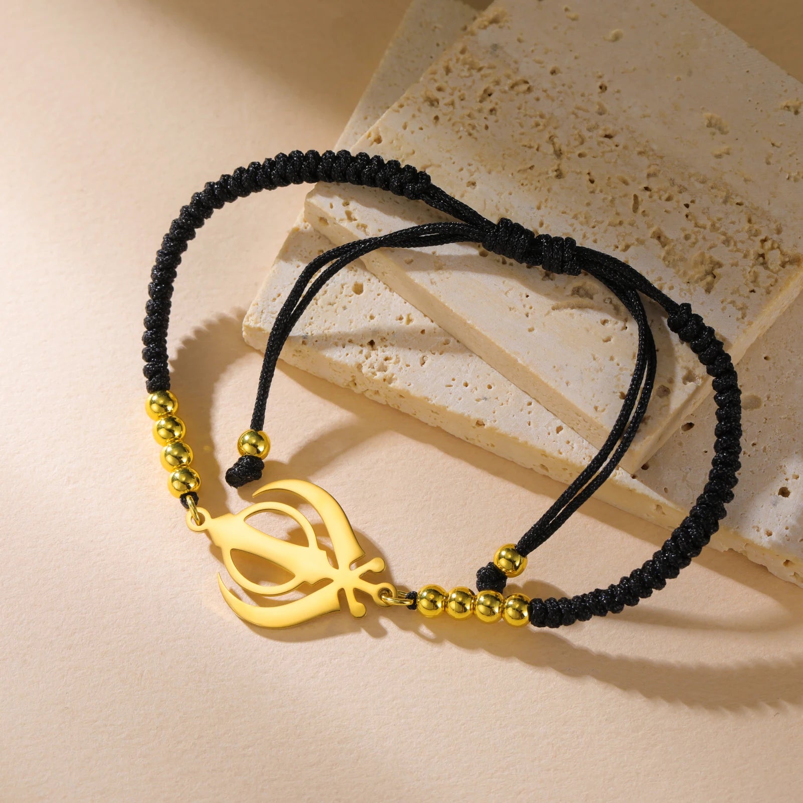 Lucktune Khanda Sikh Faith Bracelet for Women Men Stainless Steel Vintage Indian Sword Lucky Bracelet Spiritual Jewelry Gift