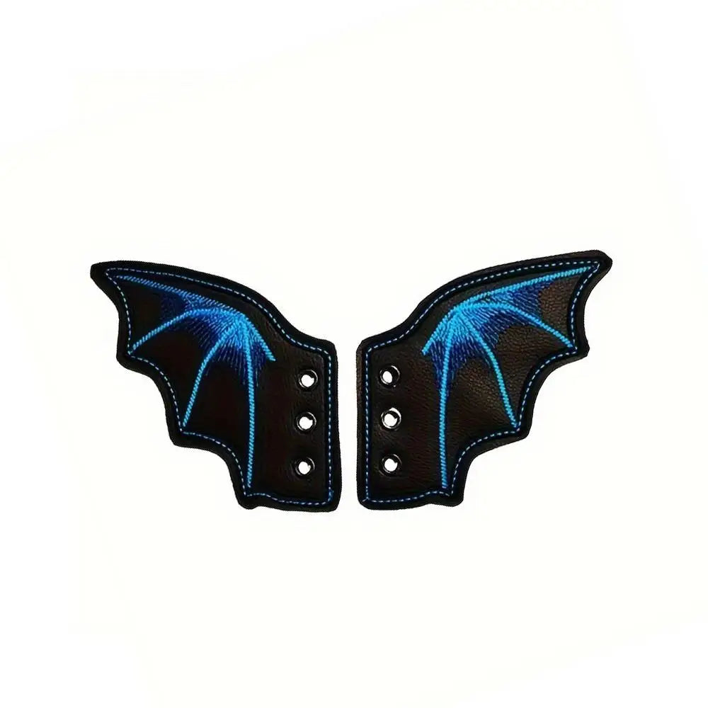 1Pair Fashion Leather Bat Shoe Wings Ornament Halloween Party Fun Skate Shoes Decorations DIY Adult Kids Shoe Decor Accessories