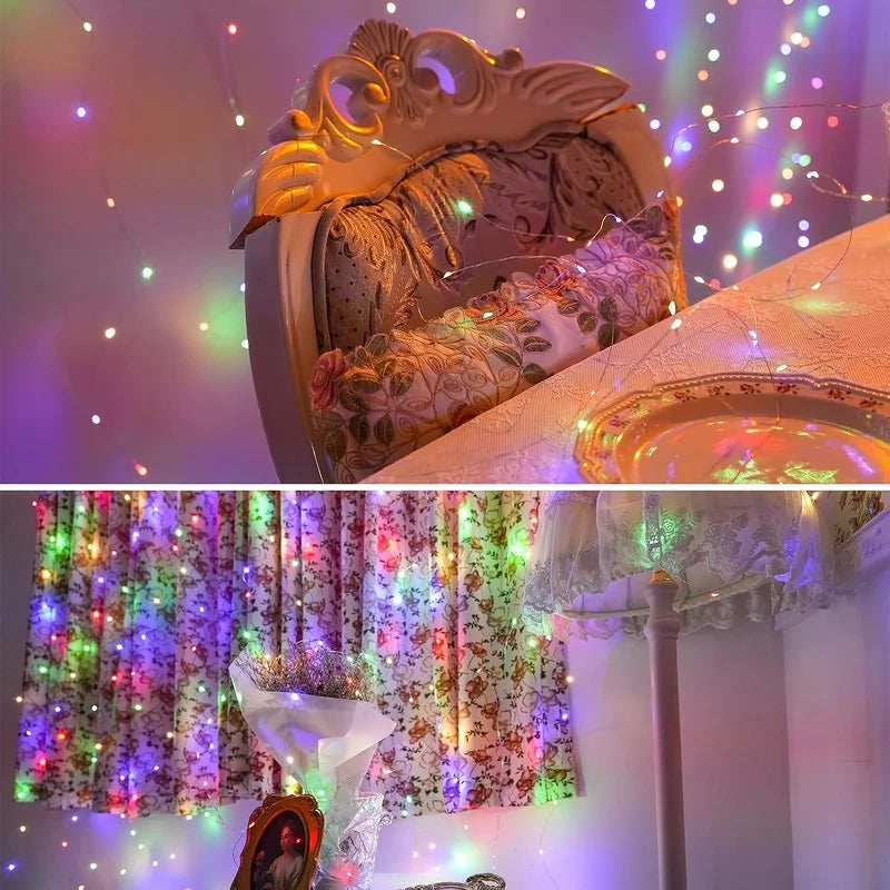 Battery Powered LED String Lights 10/20/30/50/100LED Copper Wire Lights for Camping Wedding Flowers Christmas Decoration