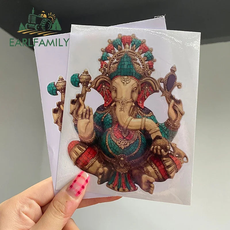 EARLFAMILY 13cm  for Ganesha Car Stickers Waterproof Sunscreen Suitcase Vinyl Material Motorcycle Helmet Fine Decal for Vehicle