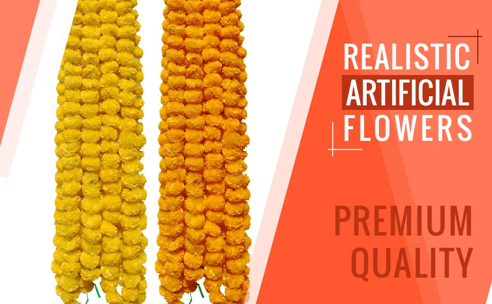 5-50pcs Marigold Garland For Decoration 5 Ft Artificial Flower Garland Mexican Fiesta Day of The Dead/Diwali Pooja Decor/Wedding