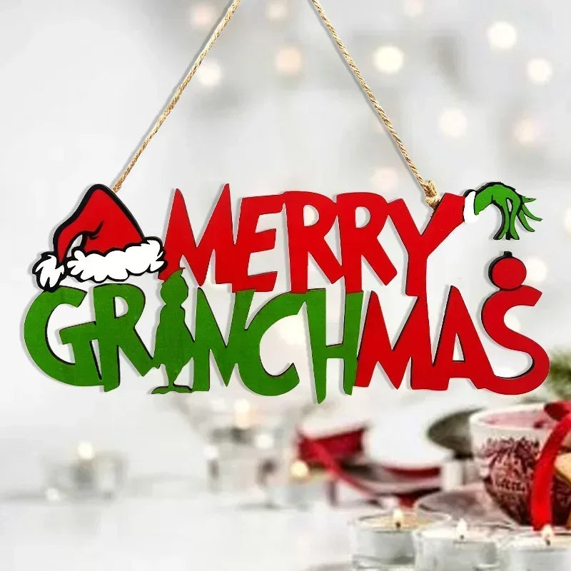 christmas wooden hanging christmas tree ornaments front door party decoration supplies