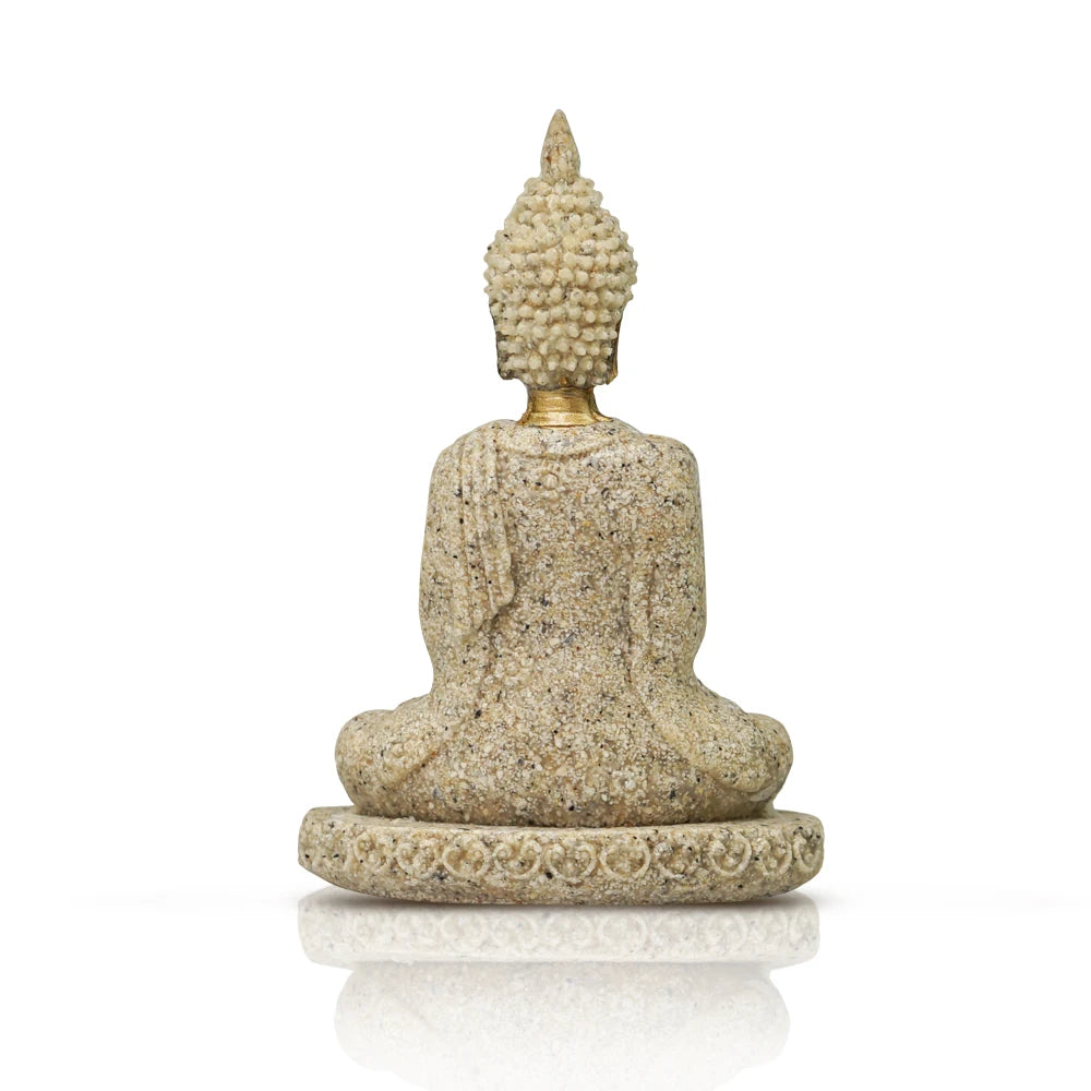 Miniature Buddha Statue Nature Sandstone Fengshui Thailand Buddha Sculpture Hindu Figurine Home Decorative Ornament