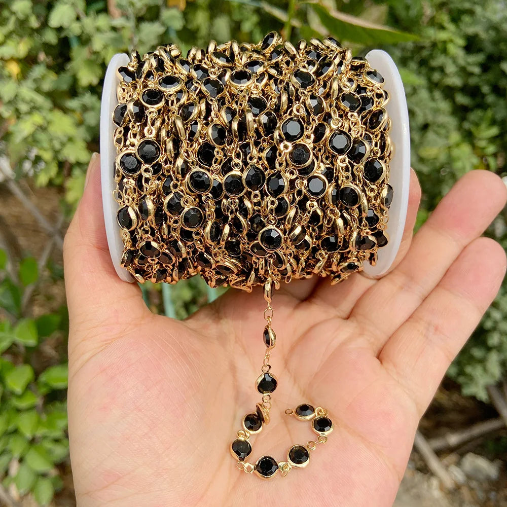 Colorful Evil Eye Beads Chains Stainless Steel Link Pearl Beaded Chains Turkey Eye Link Chain for Necklace Making Jewelry DIY