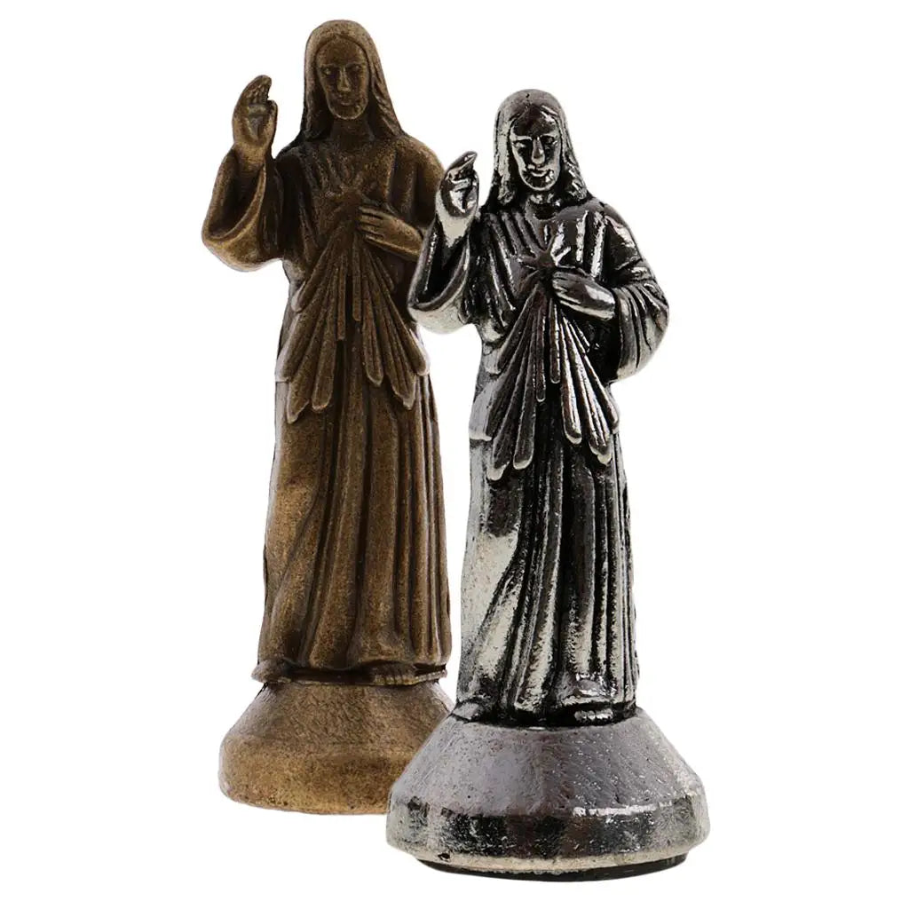 Holy Religious Statue Jesus Alloy Figurine Divine Mercy Ornaments Mini Jesus Figure Holy Religious Figurine Jesus Figurine