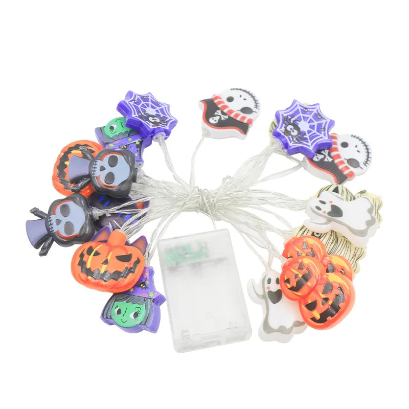 2024 Halloween Party LED String Lights Ghost Pumpkin Cat Spider Web Decor Night Light Halloween Indoor Outdoor Decoration Props