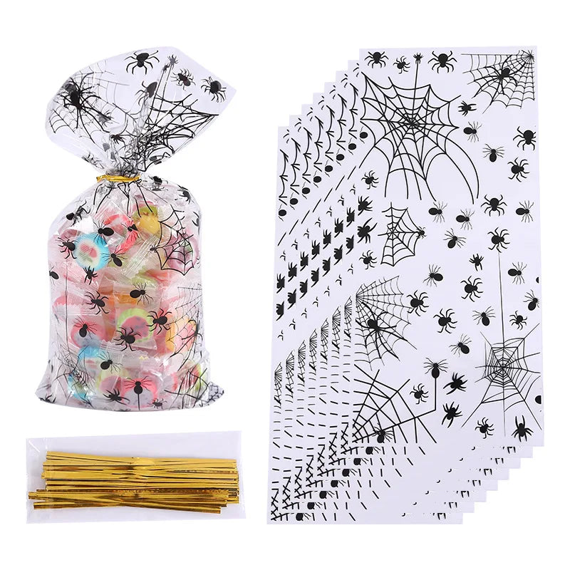 Halloween Party Spider Web Disposable Paper Plates Cup Tablecloth Kids Favor candy bag Happy Helloween Birthday Party Decoration